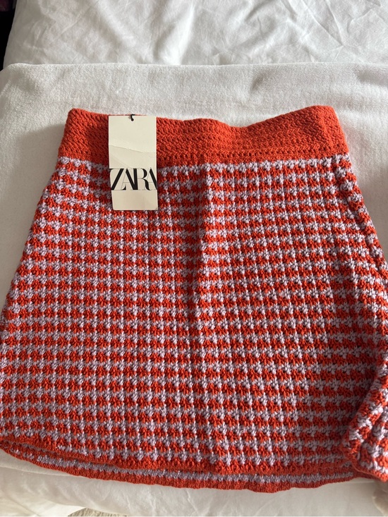 Zara Dresses & Skirts - ZARA Orange and Light Purple Knit Mini Skirt